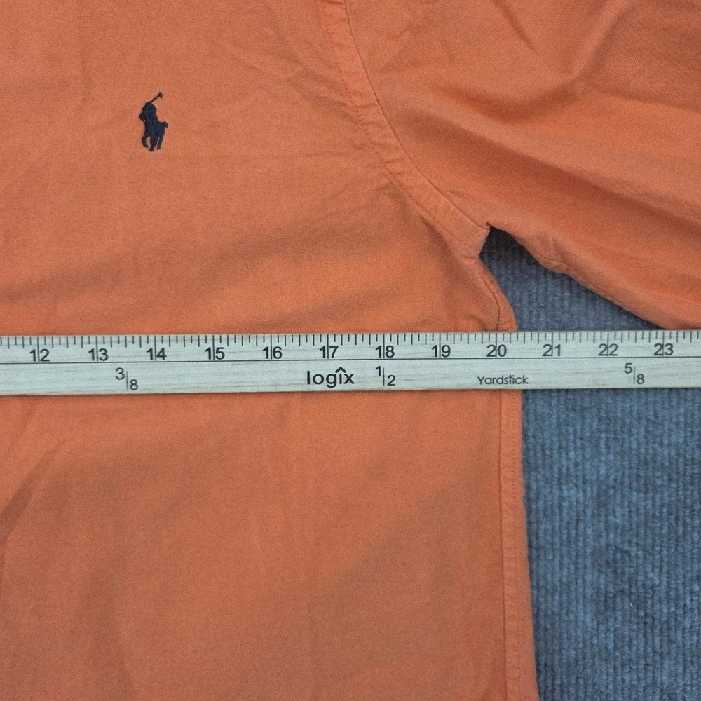 Ralph Lauren Boys XL 18-20 Orange Cotton Button Down Long Sleeve Shirt Pony Logo
